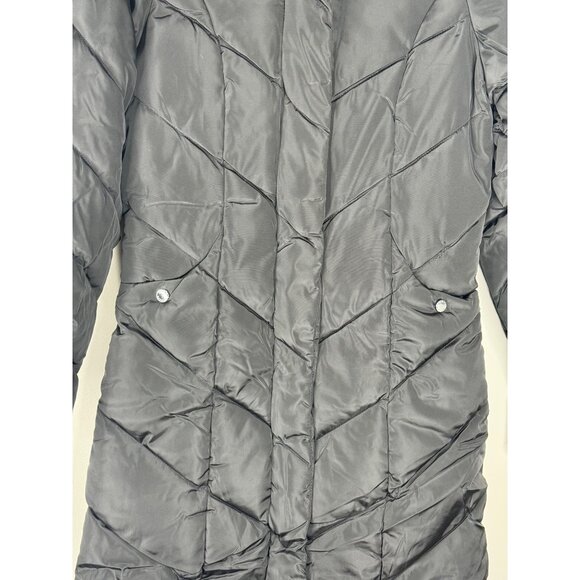 NWT Steve Madden Women's Black Chevron Puffer Long Winter Coat Size XS - Picture 6 of 9